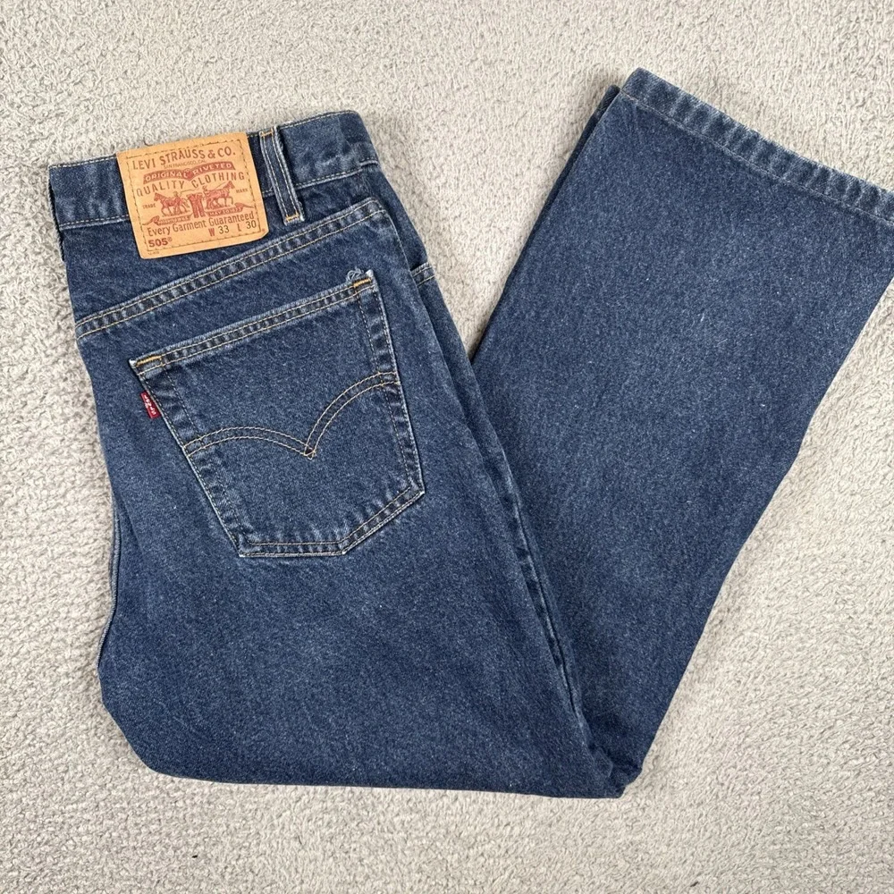 Vintage Levis 505 Jeans Medium Wash Men's 33X30 (32x27) Classic Fit USA Y2K 2002